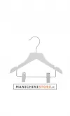 Gruccia legno bambino con taglio a spallina e pinza cm. 26,5 x cm.1 - Bianco Opaco