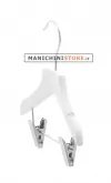 Gruccia legno bambino con taglio a spallina e pinza cm. 22,5 x cm.1 - Bianco Opaco