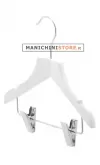 Gruccia legno bambino con taglio a spallina e pinza cm. 26,5 x cm.1 - Bianco Opaco