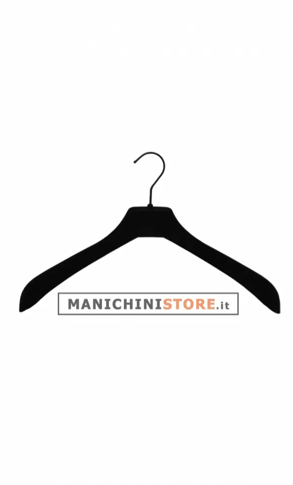 Lotto di 5 grucce 40x6 cm Velluto nero - Gancio Nero