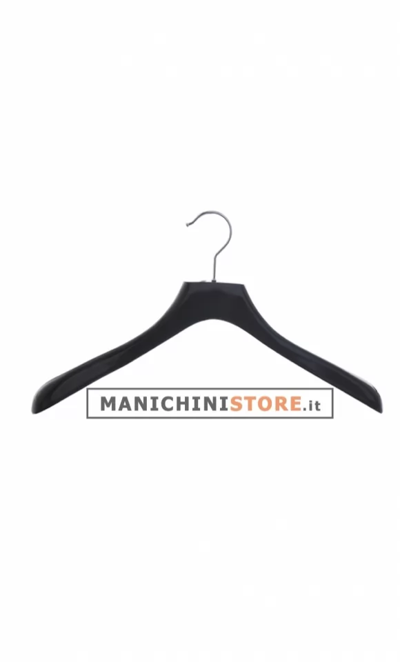 Gruccia legno capospalla cm.42 x cm.4 - Nero Lucido