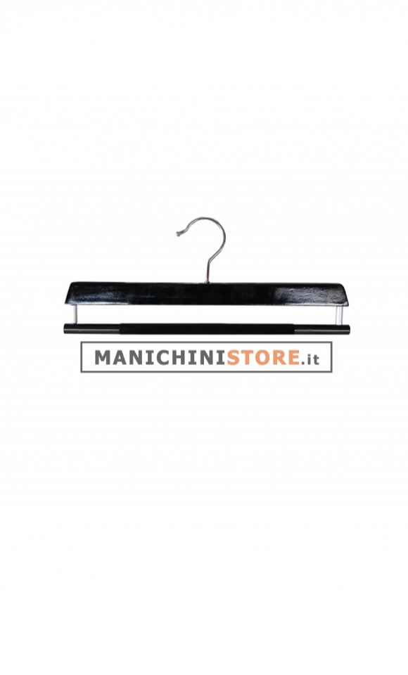 Gruccia legno portapantalone 38 cm - Nero Lucido