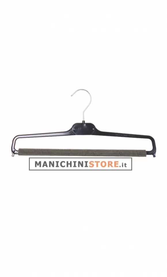 Gruccia appendiabito portapantalone 35 cm. Plastica Nera con spugna