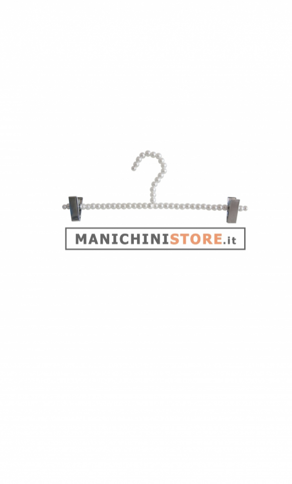 Gruccia perle pinza 35 cm- perle bianche
