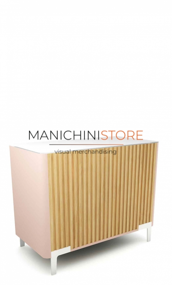 Banco cassa con frontale effetto listelli