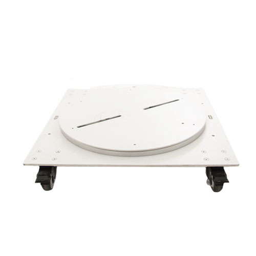 Base with rotating disk and wheels for e-commerce mannequins