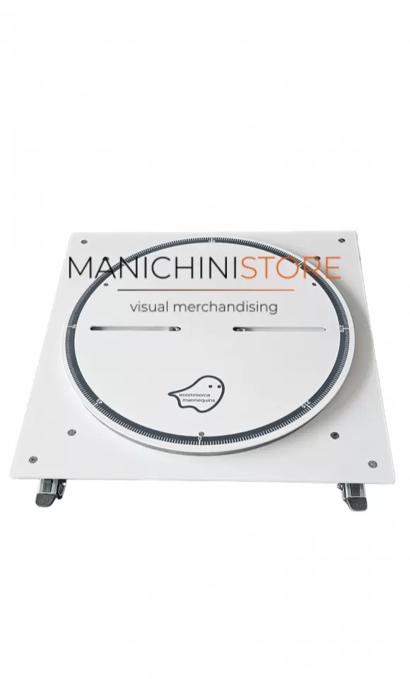 Base con disco girevole e ruote per manichini e-commerce