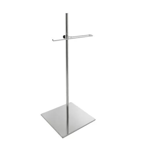 Base quadrata cromata con asta portapantalone