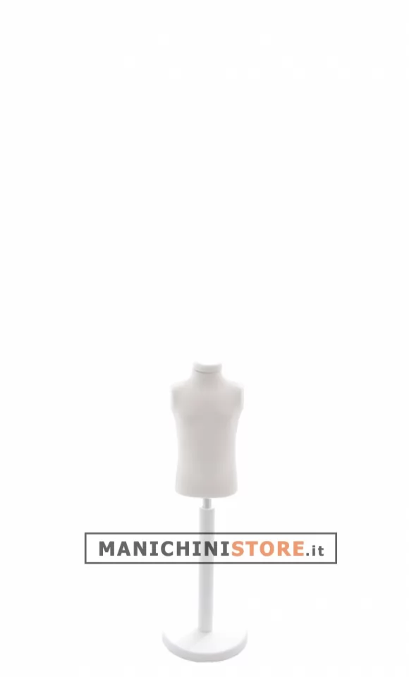 Busto bambino 1 anno con base in legno laccato bianco