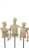 Busto bambino 6-8 anni in lino con testa, braccia legno e base rettangolare nera