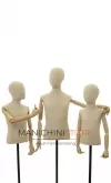 Busto bambino 3-4 anni in lino con testa, braccia legno e base rettangolare nera