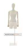 Busto donna in lino con braccia legno e mezza gamba in plastica