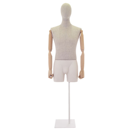 Busto uomo in lino con braccia legno e mezza gamba in plastica