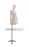 Busto donna in tessuto con braccia in legno e mezze gambe