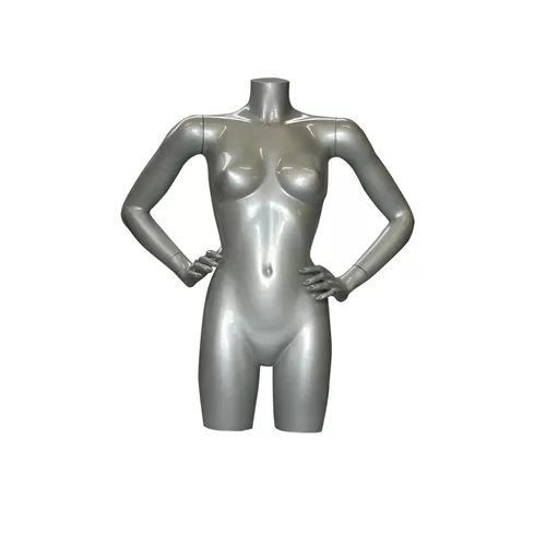 Busto manichino donna argento con braccia