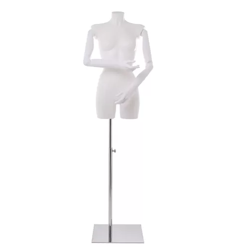 Busto manichino donna con braccia snodabili N1 e base cromata