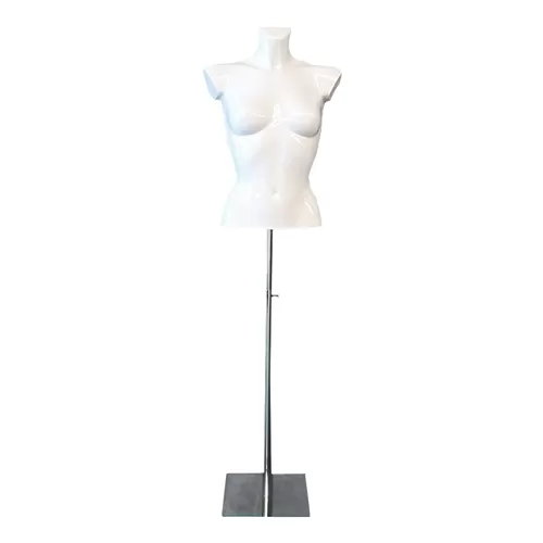 Busto manichino donna corto color laccato bianco con base