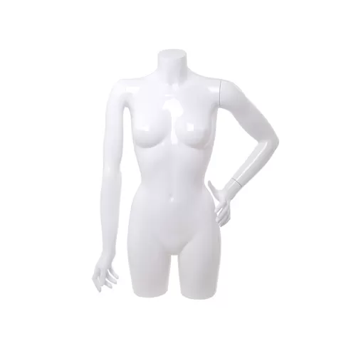 Busto manichino donna bianco lucido con braccia
