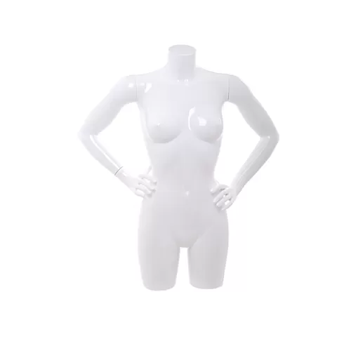 Busto manichino donna bianco lucido con braccia N3