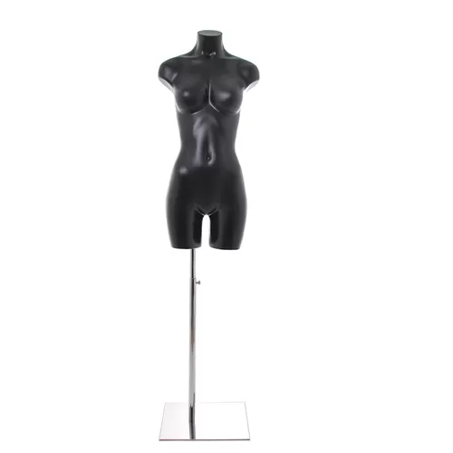 Busto manichino donna nero NEW con base cromata