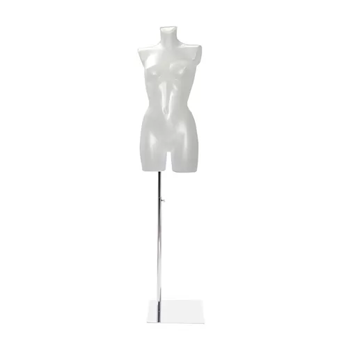 Busto manichino donna trasparente opaco con base cromata