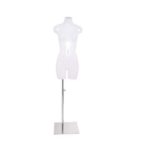 Busto manichino donna opale lucido con base cromata