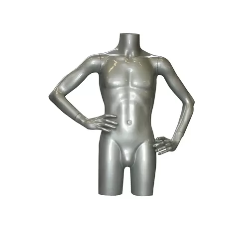Busto manichino uomo argento con braccia