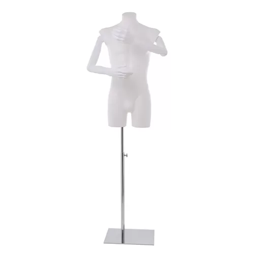 Busto uomo con braccia snodabili e base cromata