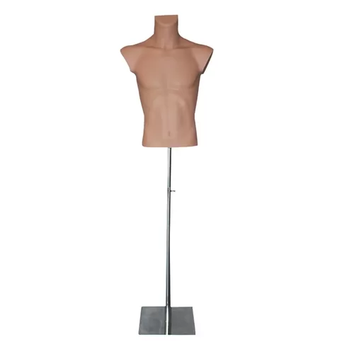Busto manichino uomo corto color carne con base