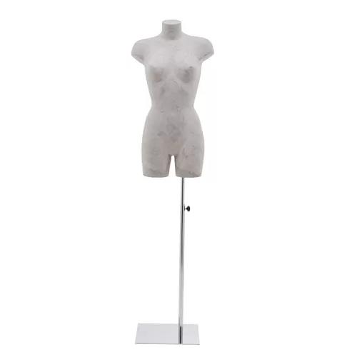 Busto donna con gambe rivestito in cartapesta Cemento