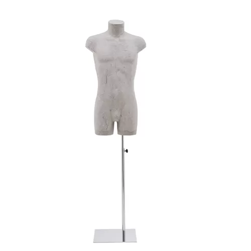 Busto uomo con gambe rivestito in cartapesta Cemento