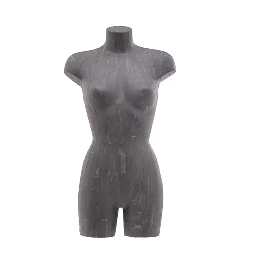 Busto donna da banco con gambe rivestito in cartapesta Antracite