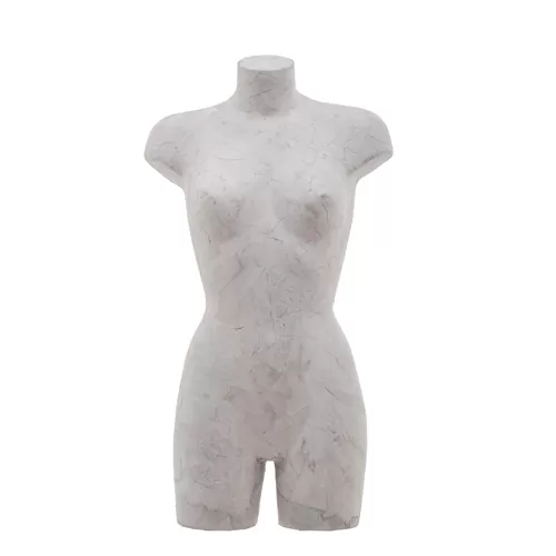 Busto donna da banco con gambe rivestito in cartapesta Cemento