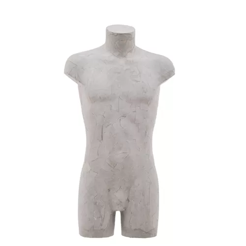 Busto uomo da banco con gambe rivestito in cartapesta Cemento