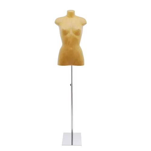 Busto donna rivestito in cartapesta Ocra con base
