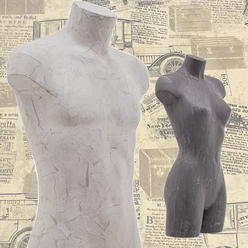Busto donna da banco rivestito in cartapesta Ocra