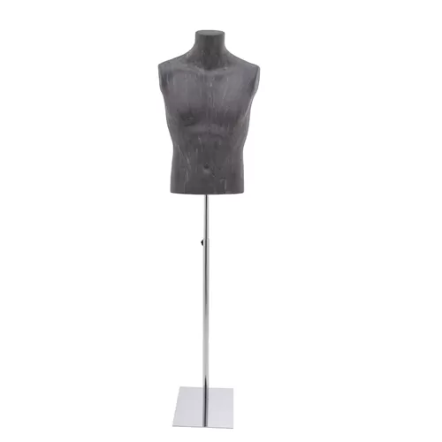 Busto uomo rivestito in cartapesta Antracite con base