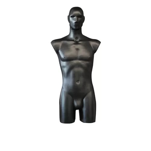Busto manichino uomo nero con testa stilizzata