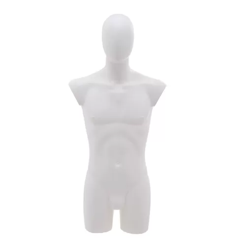 Busto manichino uomo bianco con testa a uovo