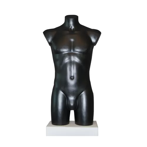 Busto manichino culturista uomo nero senza base