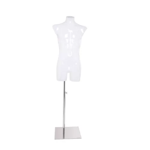 Busto manichino uomo opale lucido con base cromata