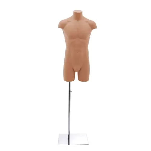 Busto manichino uomo carne con base cromata