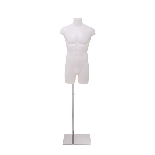 Busto manichino uomo bianco con base cromata