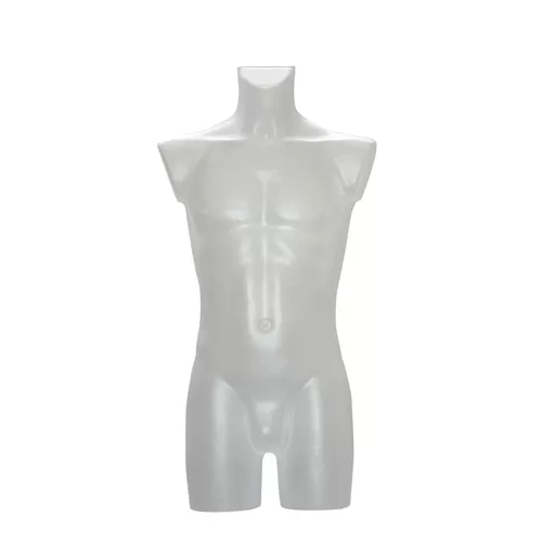 Busto manichino uomo trasparente opaco senza base