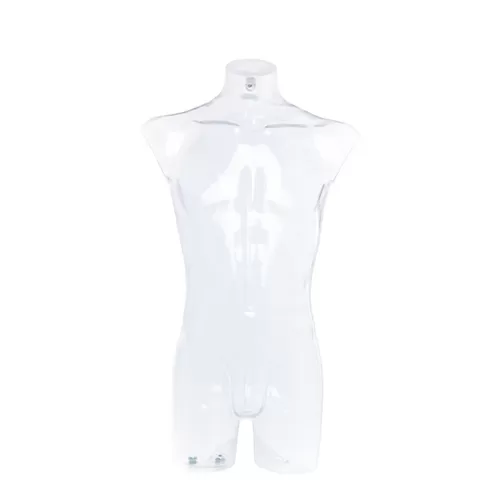 Busto manichino culturista uomo trasparente senza base