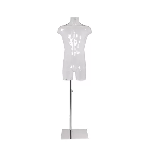 Busto manichino uomo trasparente NEW completo di base