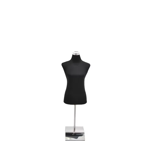 Busto componibile donna nero da banco con base in metallo