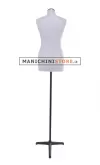 Busto donna tessuto Grigio Perlato con base treppiede nera