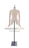 Linen female bust with wooden arms and knob terminal