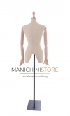 Linen female bust with wooden arms and knob terminal